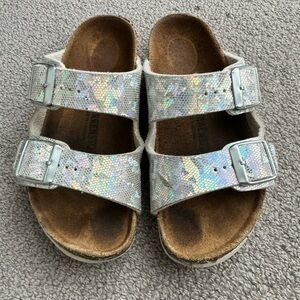 Birkenstock Kids Size 29 Silver Arizona Sandals